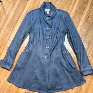 Joseph Ribkoff Blue Military Style Flared Waist Button Front Jacket Size 8